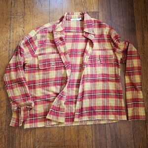 Red and Yellow Plaid Button-Up Shirt